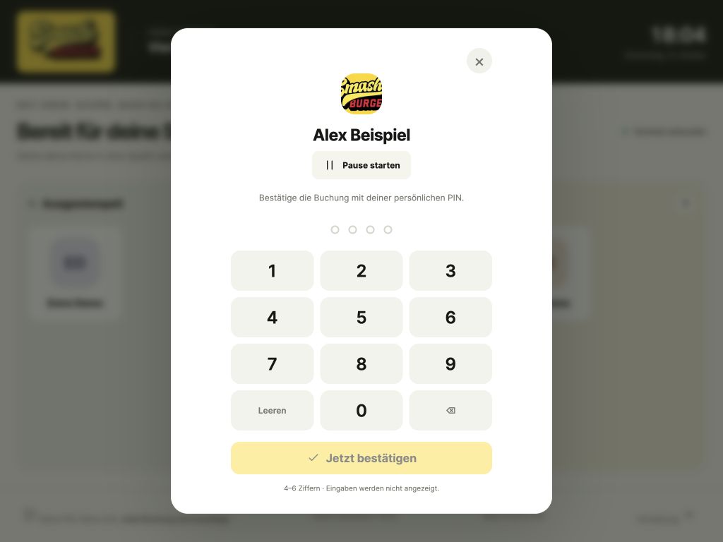 Original-App: Persönliche PIN, mit Demo-Daten