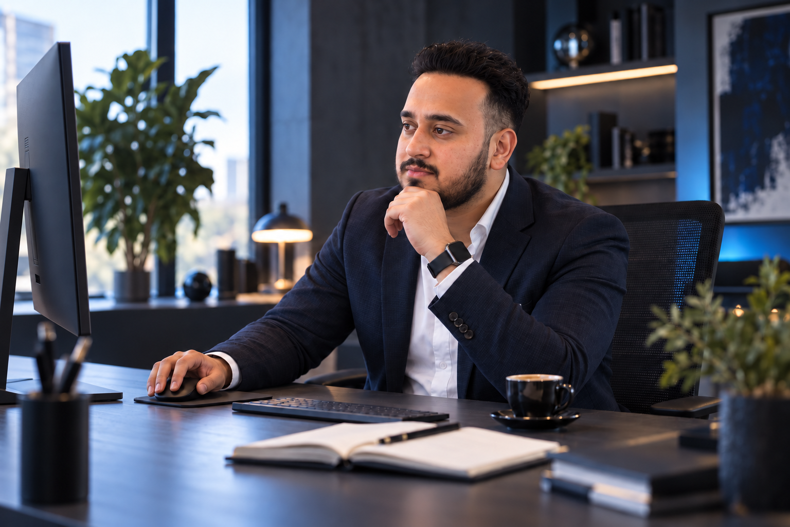 Faiez Saleem an seinem Arbeitsplatz