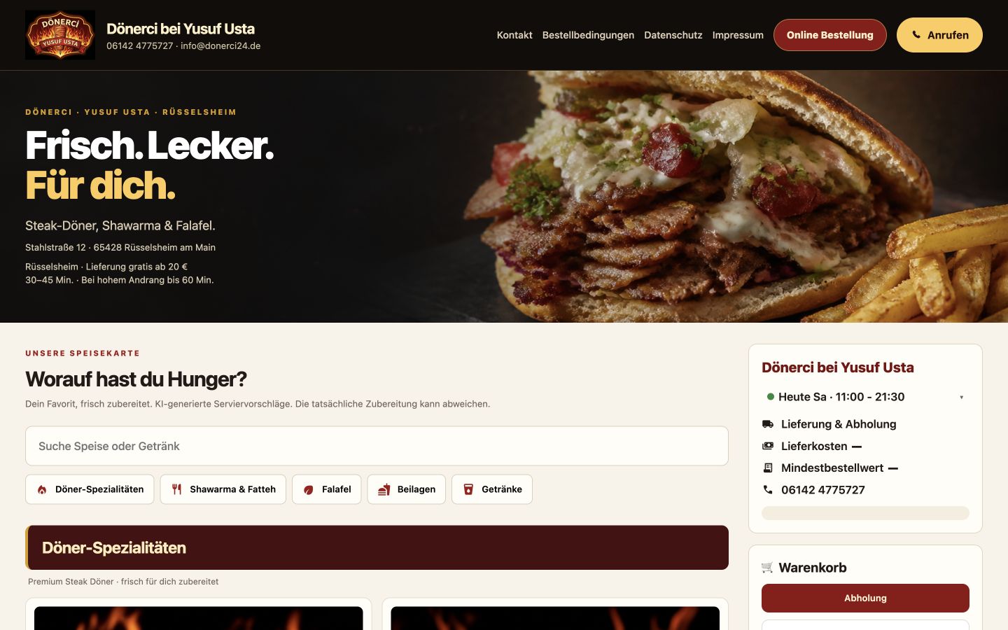 Echter Screenshot von Dönerci24.de
