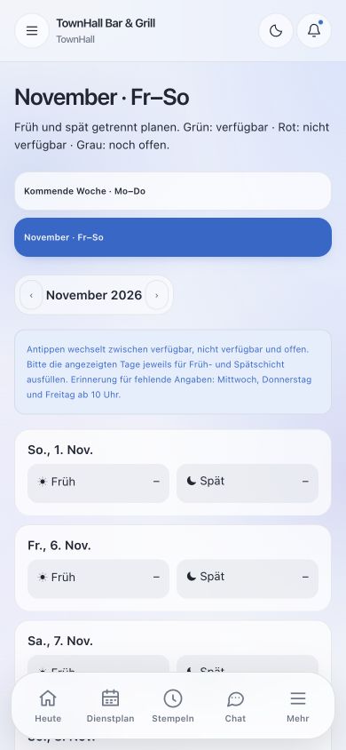 Originalansicht SchichtPilot: Verfügbarkeiten