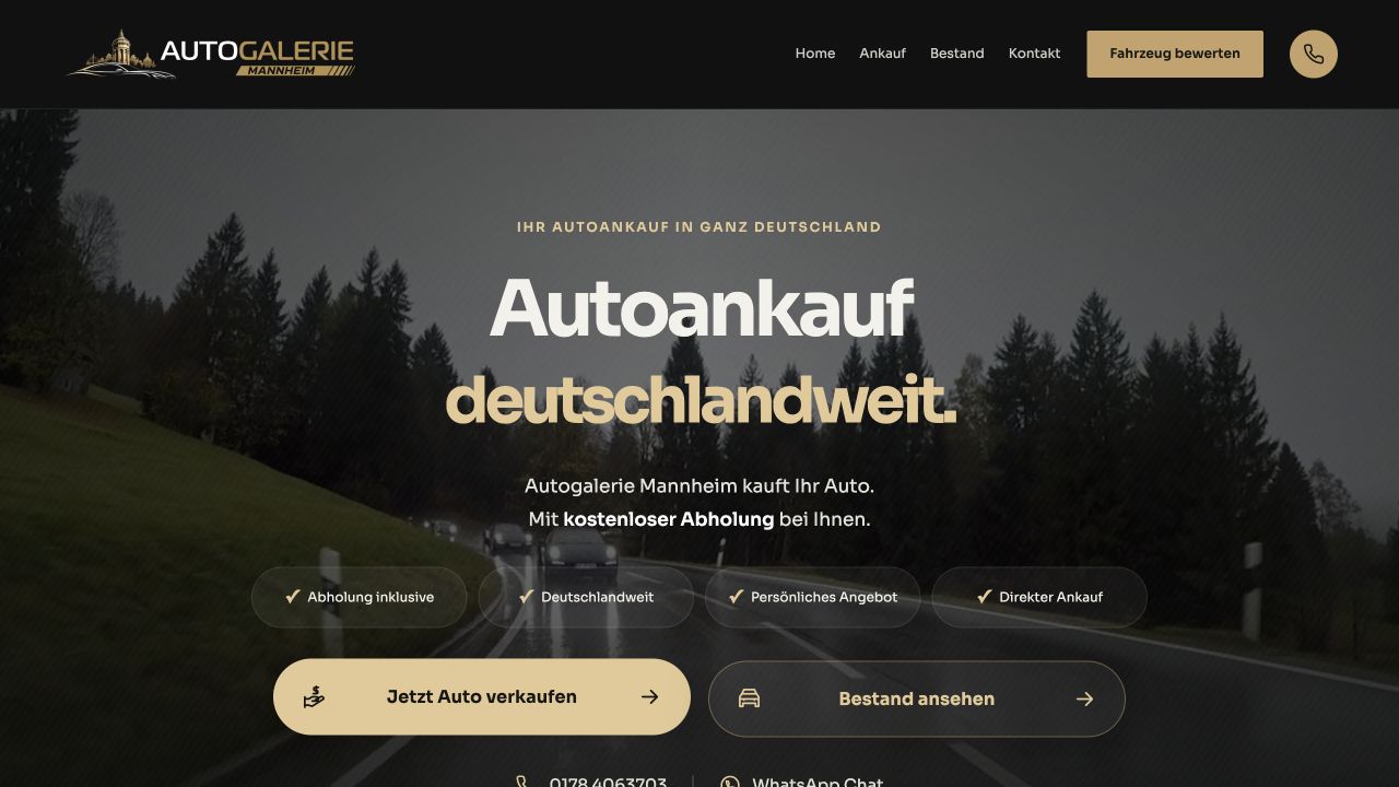 Website-Referenz Autogalerie Mannheim: Mobilität & Auswahl
