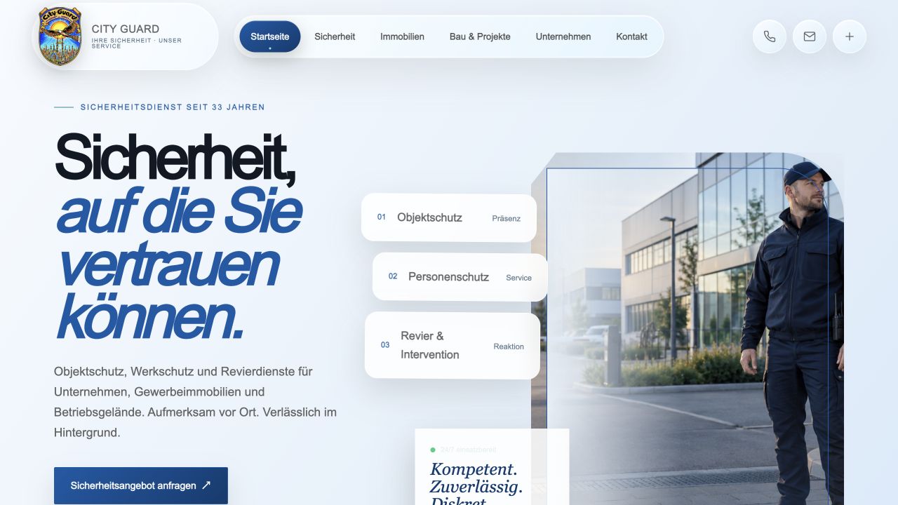 Website-Referenz City Guard: Sicherheit & Unternehmen