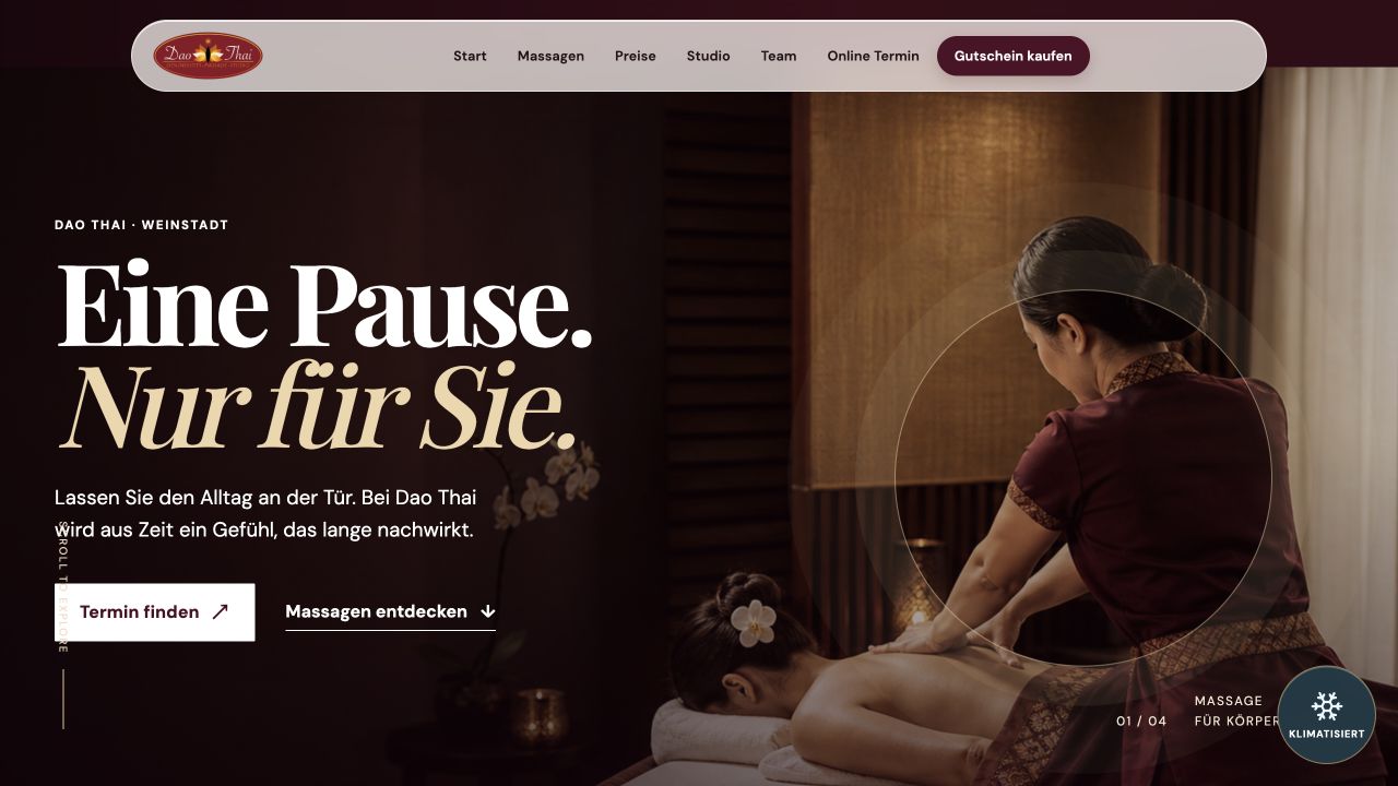 Website-Referenz Dao Thai: Wellness & Persönlichkeit